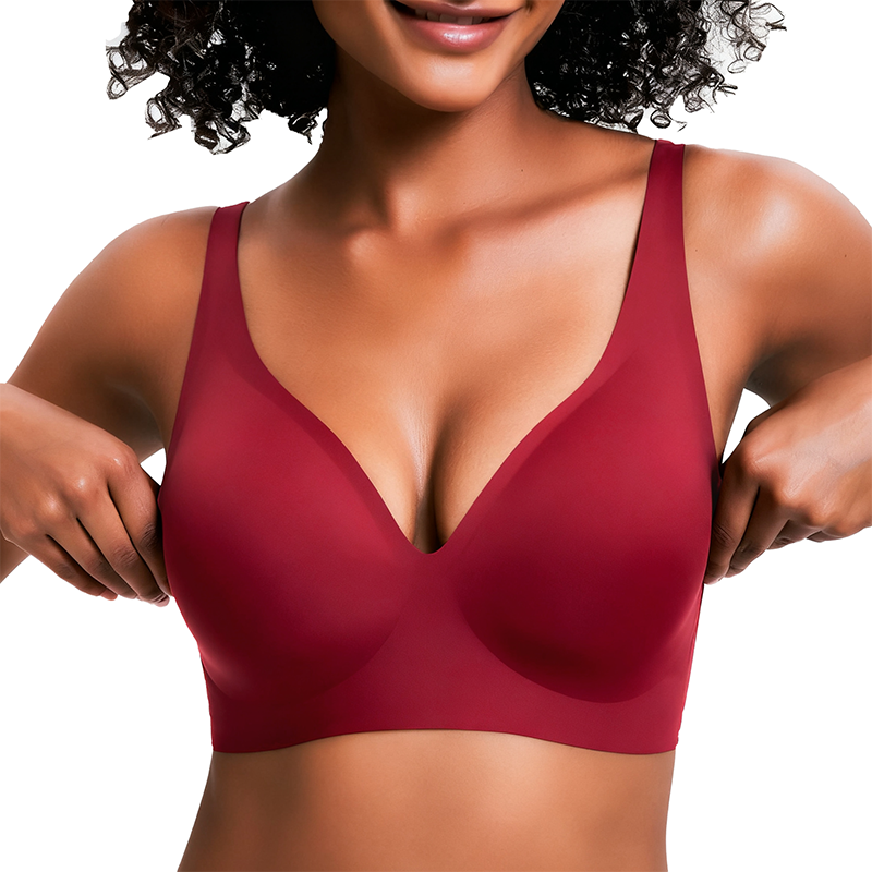Vivid Bloom V-Neck Wireless Bra - Comfort & Lift for Women (VB)