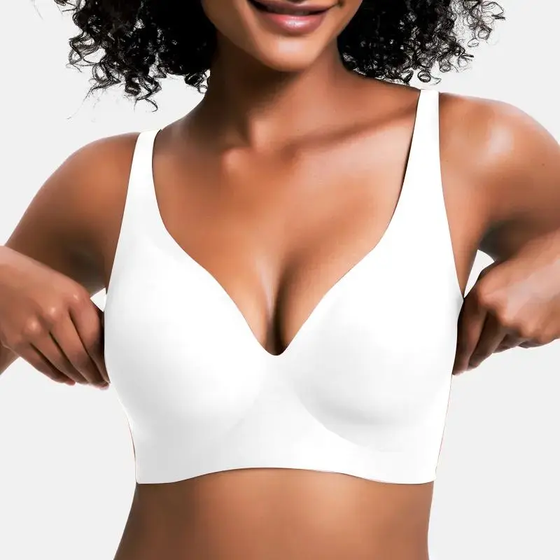 Vivid Bloom V-Neck Wireless Bra - Comfort & Lift for Women (VB)
