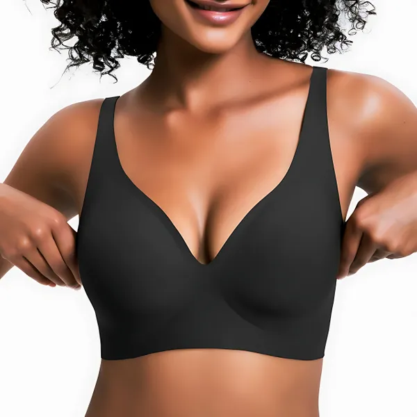 Vivid Bloom V-Neck Wireless Bra - Comfort & Lift for Women (VB)